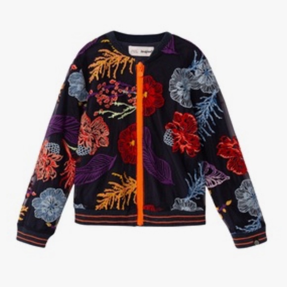 DESIGUAL BLUE FLORAL BOMBER - Picture 14 of 16